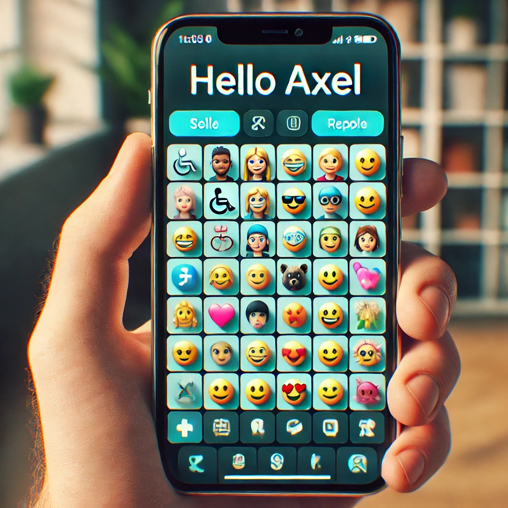 A screen depicting Axels emoji App